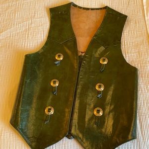 Vintage green leather vest